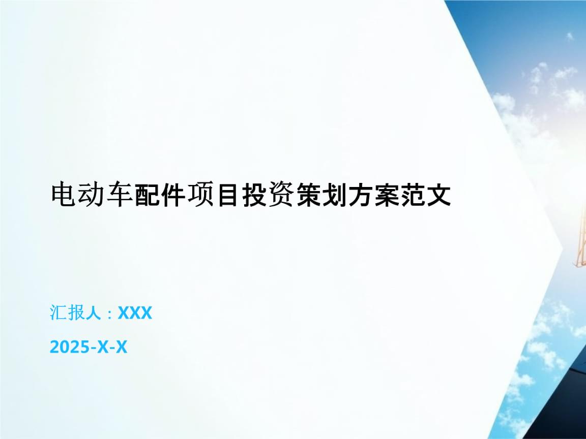 電動車配件項(xiàng)目投資策劃方案范文.pptx